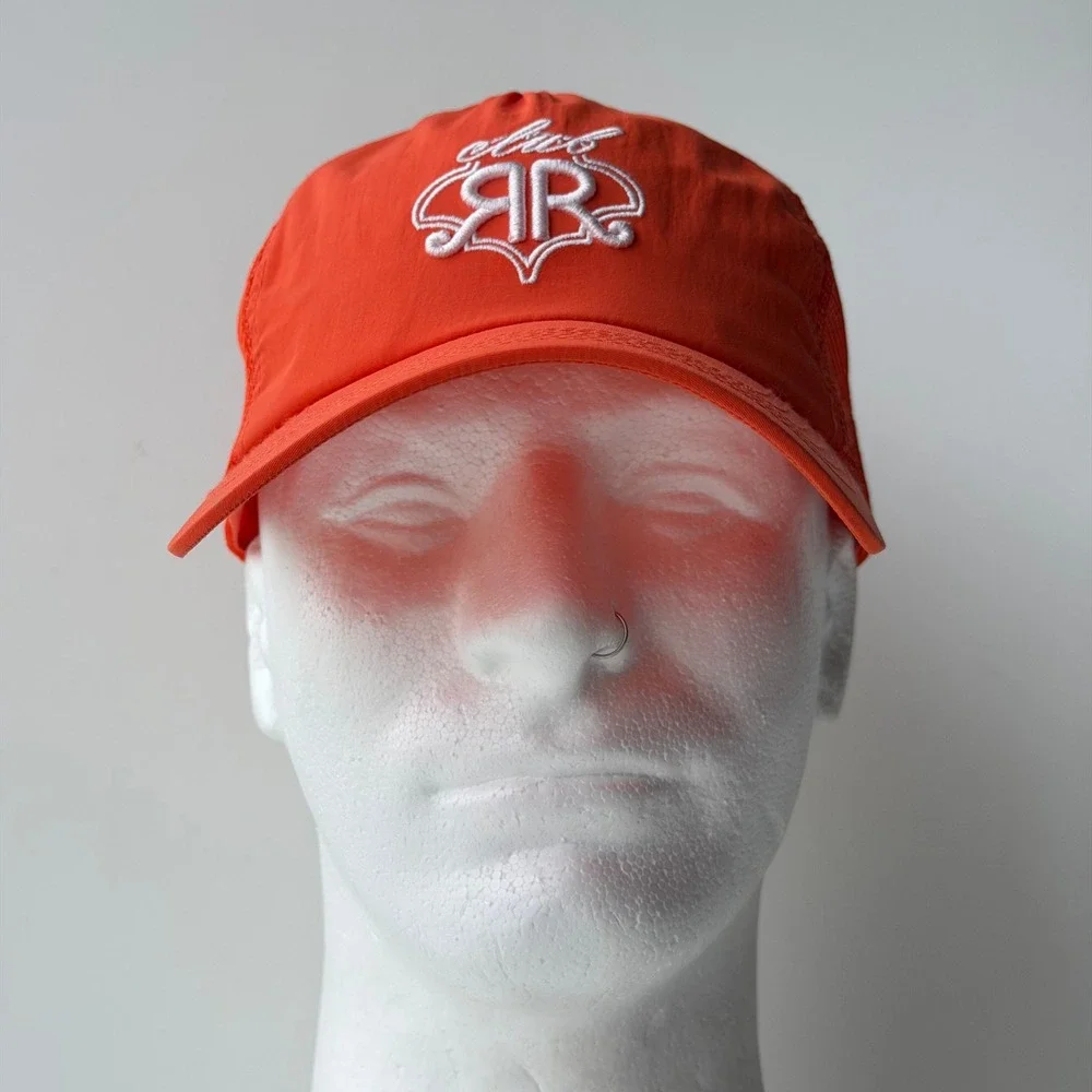 Roller Rabbit Club RR Trucker Hat Orange Mesh Snapback Logo Baseball Cap